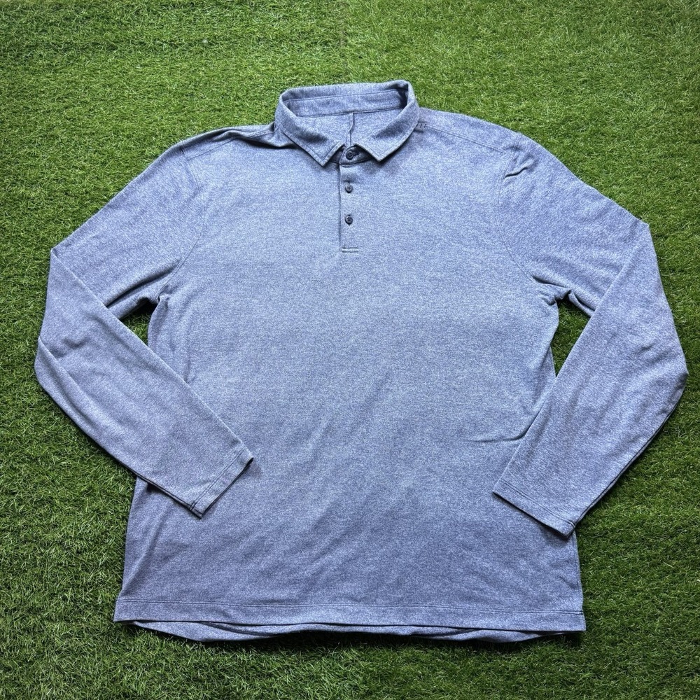 Lululemon Evolution Polo Shirt Mens XL Blue Performance Long Sleeve Stretch Golf